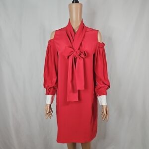 Fendi Women's Red Off the Shoulder Silk Dress Size 38 (Size 2)